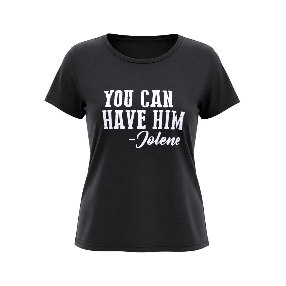 You Can Have Him Jolene Graphic‎ T-Shirt Charcoal Grey Women 0XL Short Sleeve